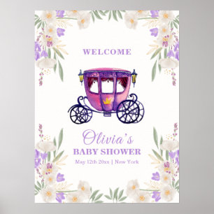 Blommande Prinsessvagn Flickbarns Baby Shower Välk Poster
