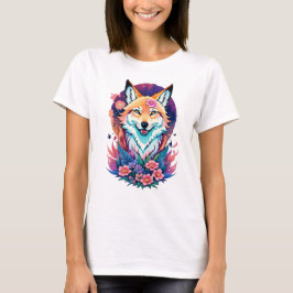 Blommande Räv T-Shirt Färgglad Söt Räv Grafik