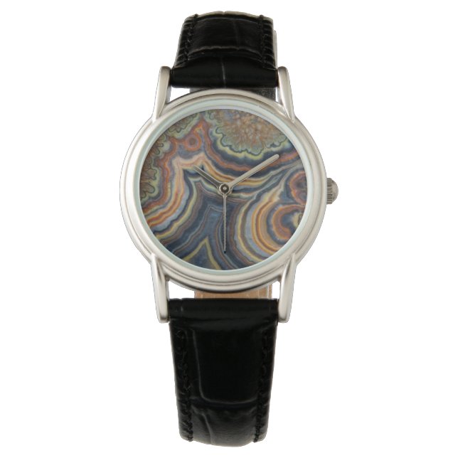 Blommande rör onyx armbandsur (Framsida)