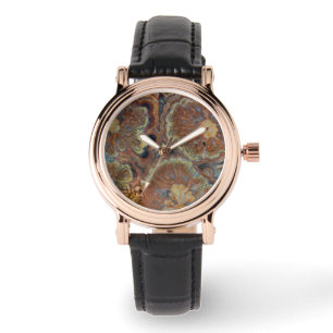 Blommande rör onyx armbandsur