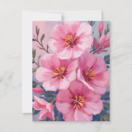 Blommande rosa akvarellblommor röda målade tack kort