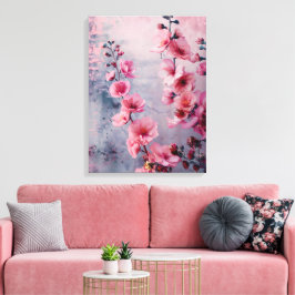 Blommande rosa blommor canvastryck