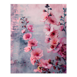Blommande rosa blommor fototryck