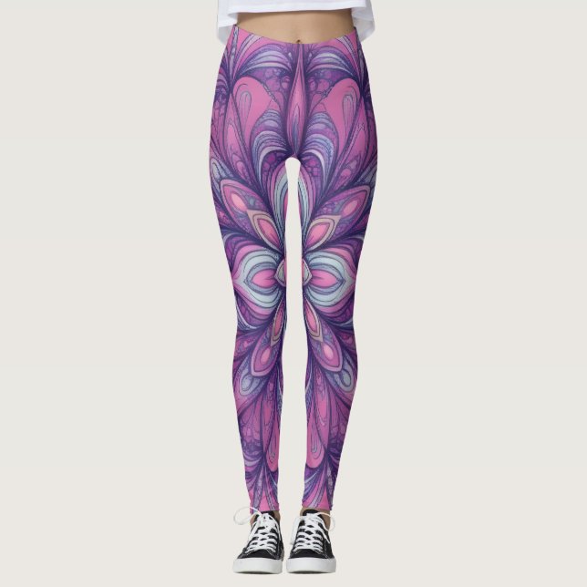 Blommande Rosa Leggings (Framsida)