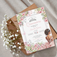 Blommande rosafärgad och grön fjäril Quinceañera