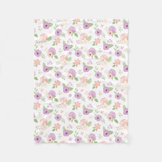 Blommande rosapurpurblomning grönska fleecefilt (Framsidan)