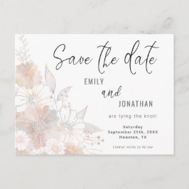 Blommande rosenskär persikogrå bröllop Save The Da Vykort