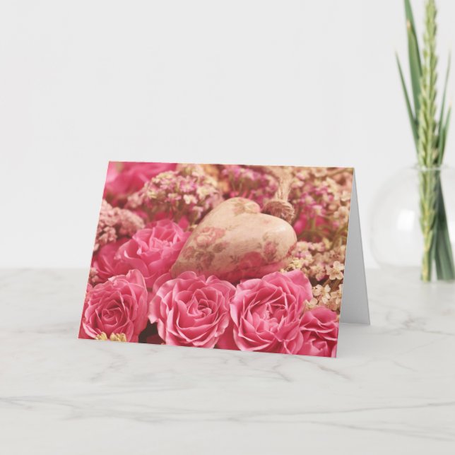 Blommande rosor Alla hjärtans dag-kort Kort (Framsida)