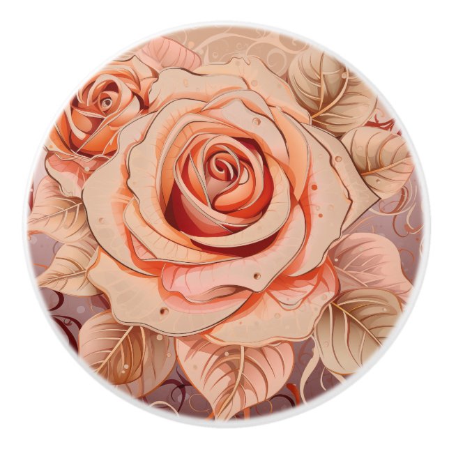 Blommande rosor persikonyanser  knopp (Framsidan)