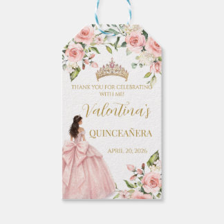 Blommande rosor rosenskär Quinceañera 15-årsdag Presentetikett