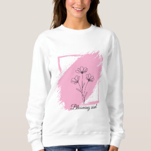 Blommande själ - minimalistisk blomlinjekonst blom t shirt