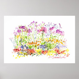 Blommande sommarsalong - Handmålad akvarell Poster