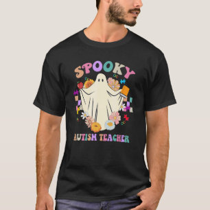 Blommande Spök Skum Autism Lärare Halloween T Shirt