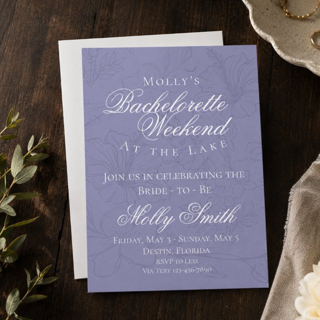 Blommande Syrliga Sjungmö-resplan  Inbjudningar (Floral Lilac Bachelorette Itinerary Invitation)