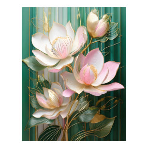Blommande Tapet Japansk Magnolia Konst Fototryck