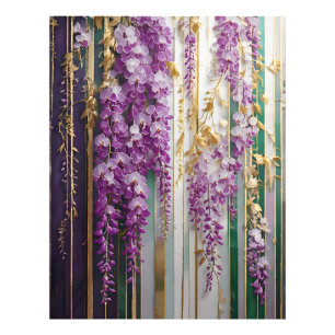 Blommande Tapet Violett Guld Wisteria Fototryck