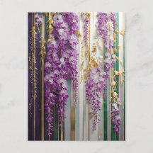 Blommande Tapet Violett Guld Wisteria