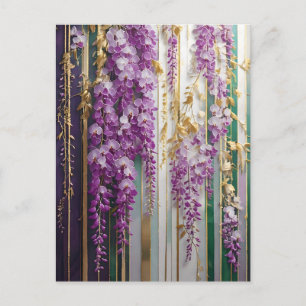 Blommande Tapet Violett Guld Wisteria Vykort
