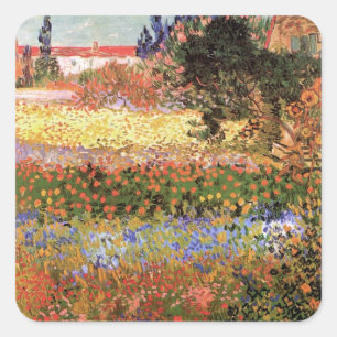 Blommande trädgård av Vincent van Gogh Fyrkantigt Klistermärke