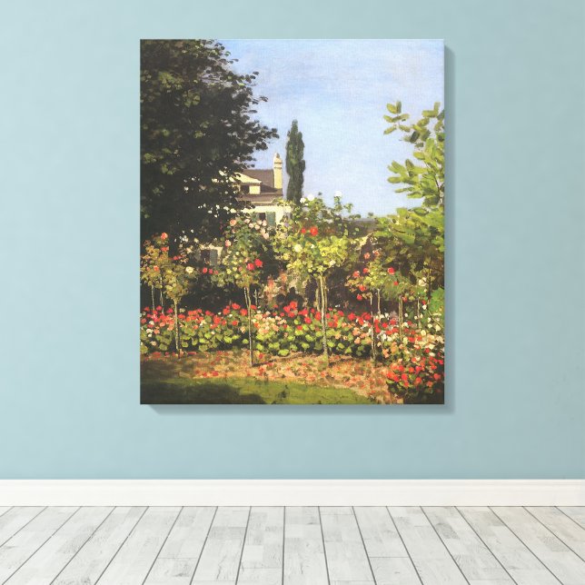 Blommande trädgård i Sainte Adresse av Claude Mone Canvastryck (Insitu (trägolv))