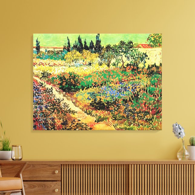 Blommande trädgård med stig av Vincent van Gogh Canvastryck (Insitu (Vardagsrum))