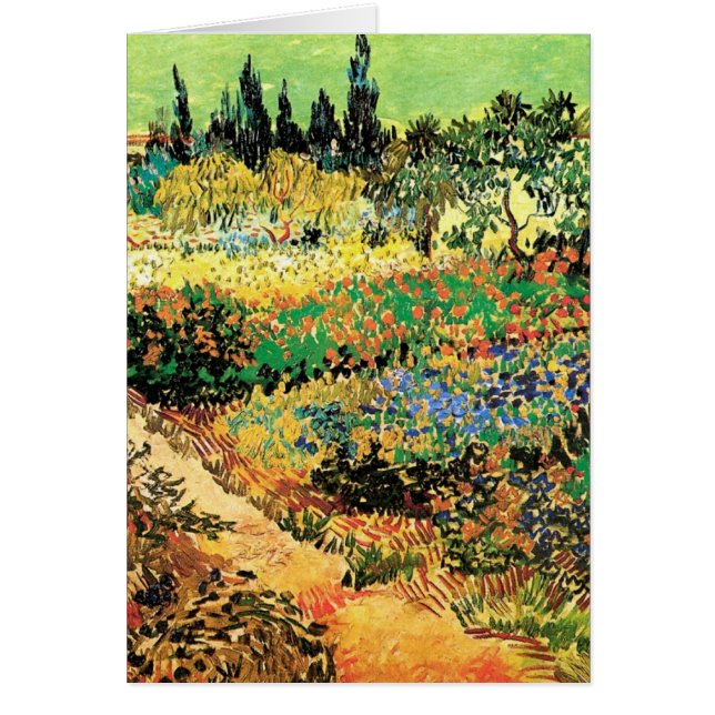 Blommande trädgård med stig av Vincent van Gogh Hälsningskort (Framsidan)