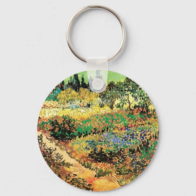 Blommande trädgård med stig av Vincent van Gogh Nyckelring (Framsida)