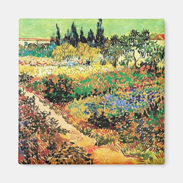 Blommande trädgård med stig, Vincent van Gogh Magnet (Framsidan)
