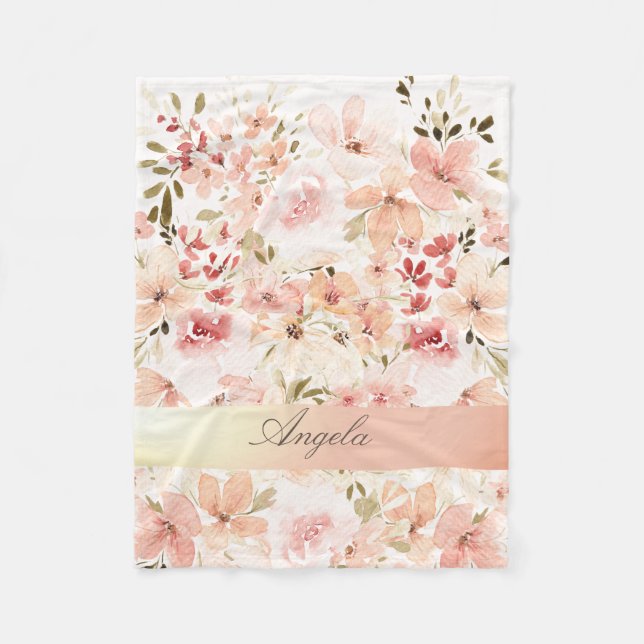 Blommande vårblommor fleecefilt (Framsidan)