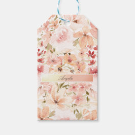 Blommande vårblommor presentetikett