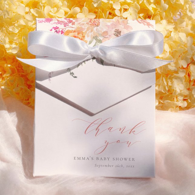 Blommande vårflicka baby shower tack kort presentaskar (Skapare uppladdad)