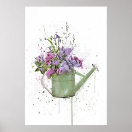 Blommande vattenkanna poster