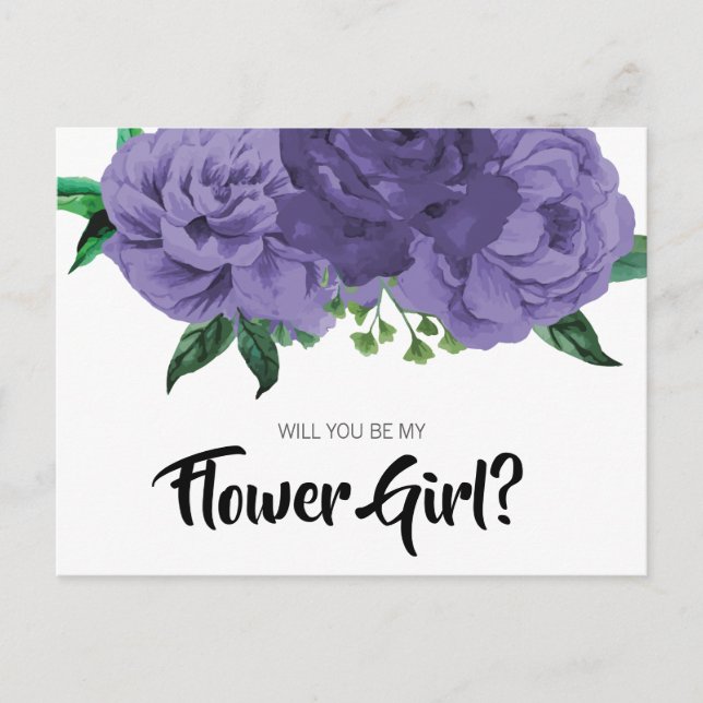 Blommande Violett Lila Var Min Florist Postkort Inbjudan Vykort (Framsida)