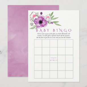 Blommande Violett och Salvia Baby Shower Baby Bing Inbjudningar