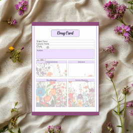 Blommande Violett Trädgård _Läkemedelskort Anteckningsblock