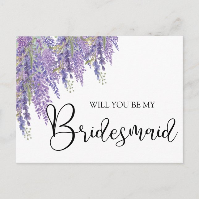 Blommande Wisteria-träd Brudtärna Inbjudan (Framsida)