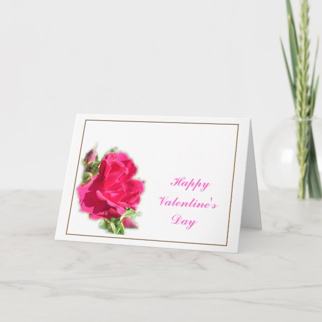 Blommans blommigt i Rosa ros Happy Valentine Helgkort (Framsida)