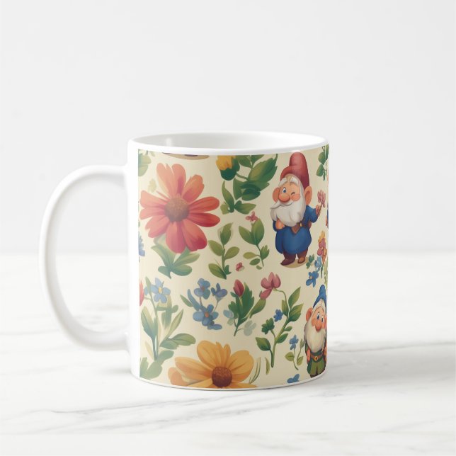 Blommans mönster-design kaffemugg (Vänster)