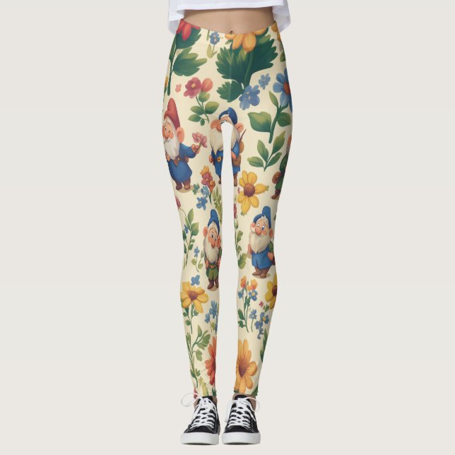 Blommans mönster-design leggings (Framsida)