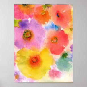 blommans vattenfärgsfärg poster