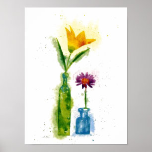 blommans vattenfärgsfärg poster