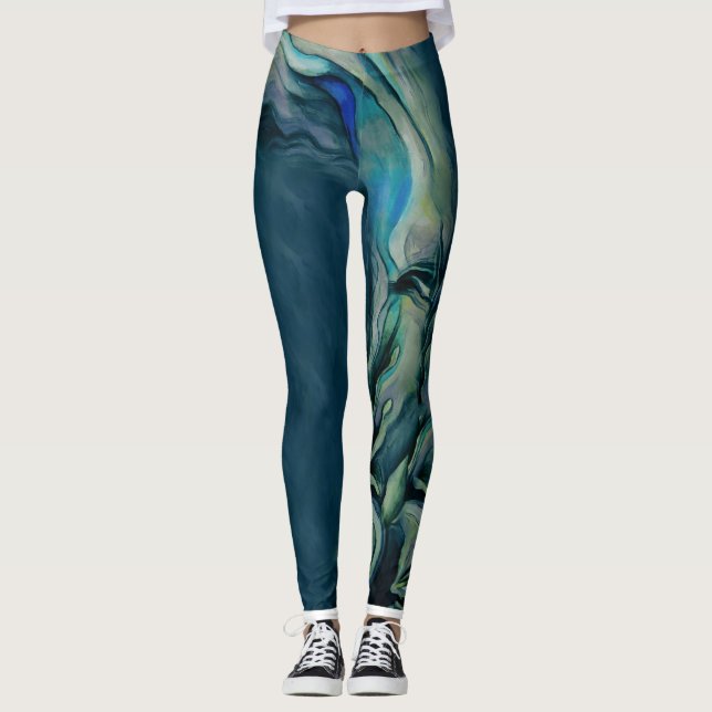 "Blommar" 7, damasker Leggings (Framsida)