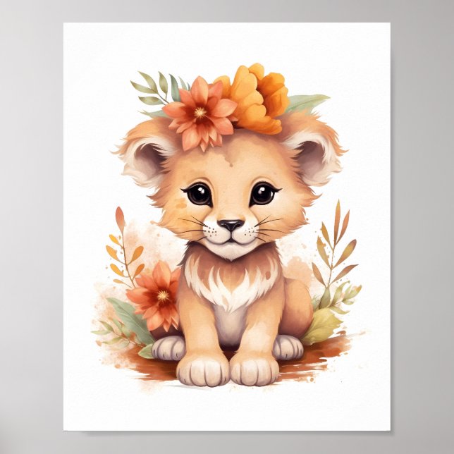 Blommar Adorned Lejona Unge Nursery Poster (Framsidan)