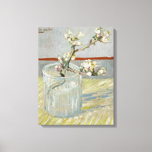 Blommar Almond i ett glas av Van Gogh Canvastryck (Framsida)