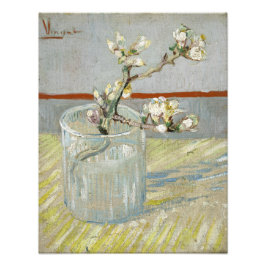 Blommar Almond i ett glas av Van Gogh Fototryck