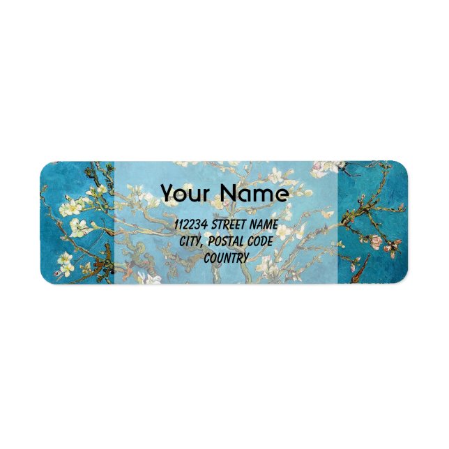 Blommar Almond Träd, Vincent van Gogh. Returadress Etikett (Framsidan)