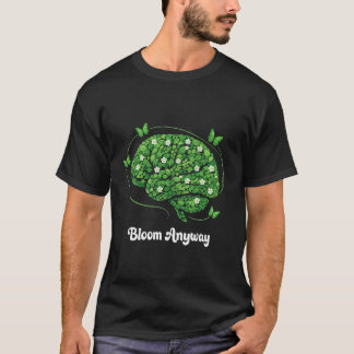Blommar ändå Blommig Retro Hjärna Psykisk Hälsa Me T Shirt