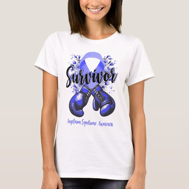 Blommar Angelman Syndrome Warrior Survivor T Shirt (Framsida)
