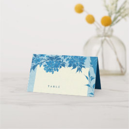 Blommar av antack japansk blått körsbär tom placeringskort