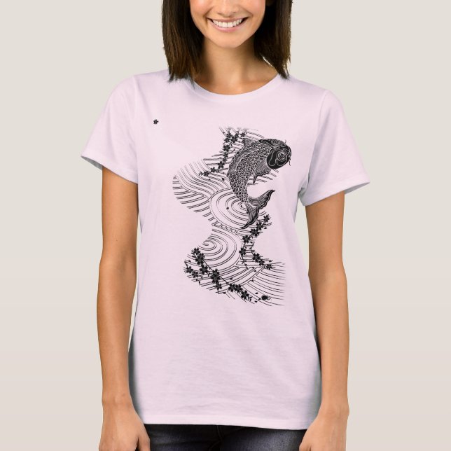 Blommar av bär och körsbär 鯉 桜 t shirt (Framsida)